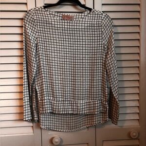 Philosophy Black and White Grid Hi Lo Hem Blouse